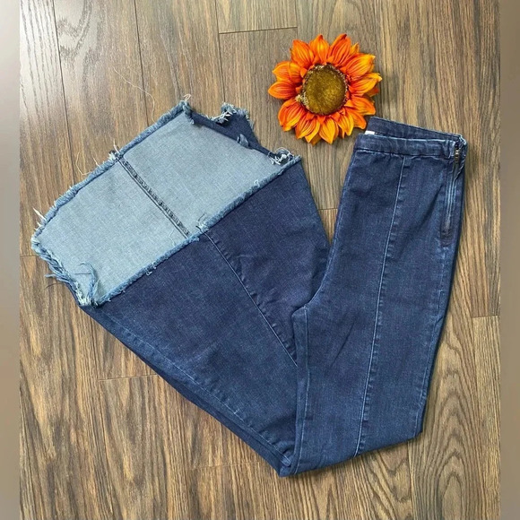 🦋B2G1🦋FOR THE REPUBLIC Hi-Low Raw Hem Bell Bottom Jeans | 6 | - Picture 6 of 10